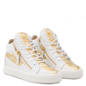 Guiseppe Zanotti Kriss Hi Top White Gold Sneakers